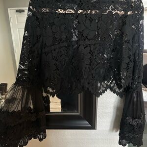 Black Lace Floral Top